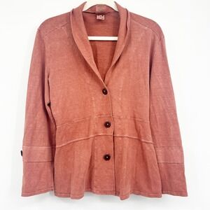 Earth Creations Womens Lagenlook Hemp Organic Cotton Boho Peplum Cardigan Rust S